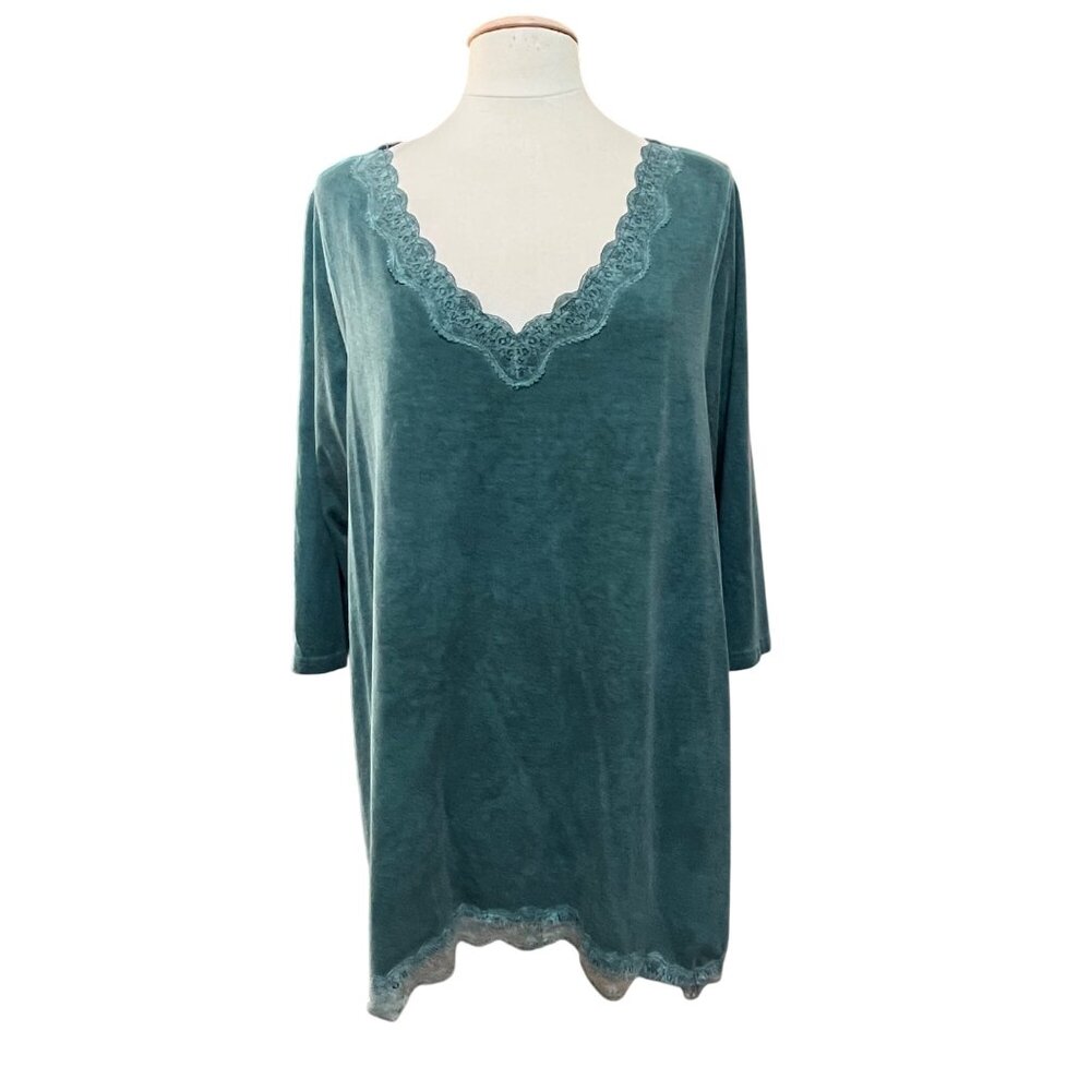 Lane Bryant Womens Teal Green Lace Trim Tunic Top Polyester/Rayon Size 18/20